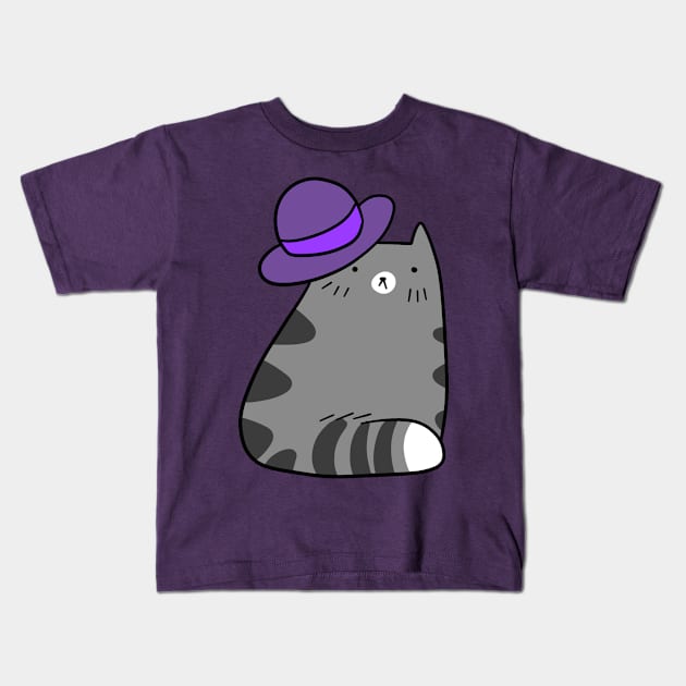 Purple Hat Cat Kids T-Shirt by saradaboru